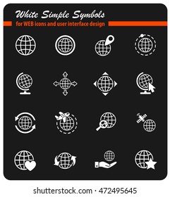 globes white simply symbols for web icons and user interface design
