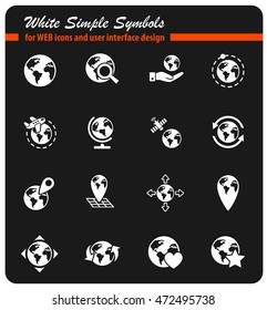 globes white simply symbols for web icons and user interface design