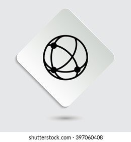 globe;social network - black vector icon  on a paper button