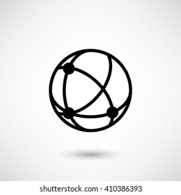 globe;social network - black vector icon  with shadow