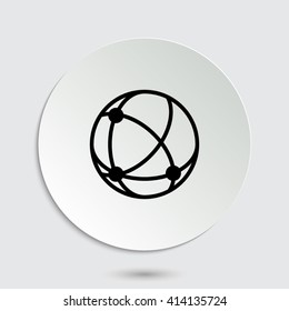 globe;social network - black vector icon  with shadow