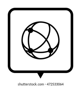 globe;social network - black vector icon;  message bubble