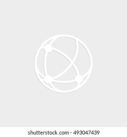 globe;social network - white vector  icon with shadow