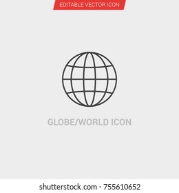 Globe/World icon dark grey new trendy flat style vector symbol