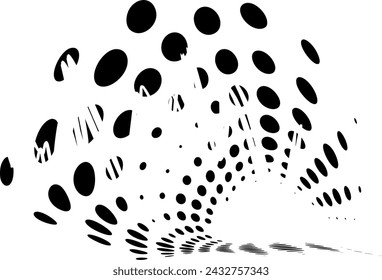 The globular, spotted half-tone frame suddenly rose or swelled, erased by a shapeless squiggle. Space for copying text. For logos, cards, banners. Vector.