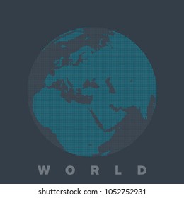 Globular world map vector drawing
