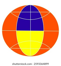 Globus Abstract color vector. Geometric composition shape. Bright orange details. Blue and yellow combination. EPS 10.
