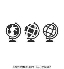 Globus black vector icon. Planet earth globe symbol.