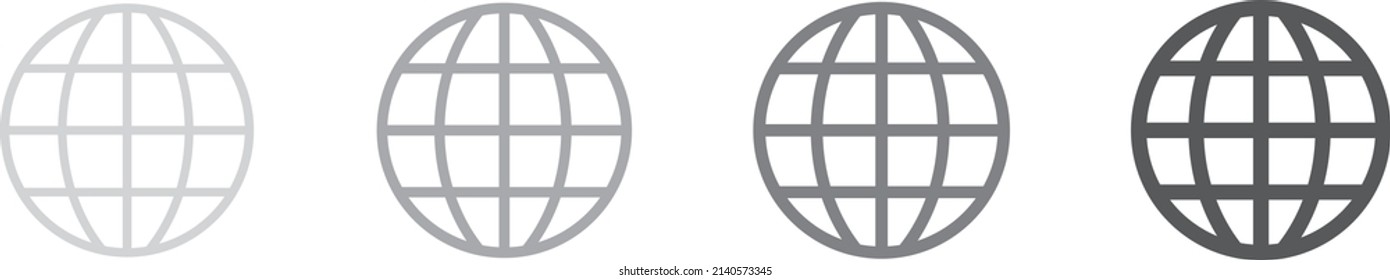 Globus icon collection.Web Kontakt Symbol. Black globus set design.Vector illustration