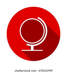 Globus icon isolated on red background with long shadow. flat icon