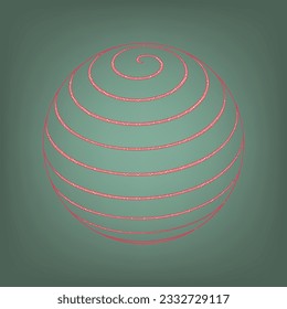 Globus linear sign. Apricot Icon with Brick Red parquet floor graphic pattern on a Ebony background. Feldgrau. Green. Illustration.