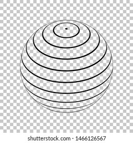 Globus linear sign. Black icon on transparent background. Illustration.