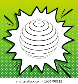 Globus linear sign. Black Icon on white popart Splash at green background with white spots. Illustration.