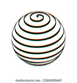 Globus linear sign. Black Icon with vertical effect of color edge aberration at white background. Illustration.