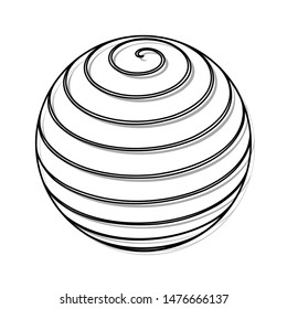 Globus linear sign. Black line icon with gray shifted flat filled icon on white background. Illustration.