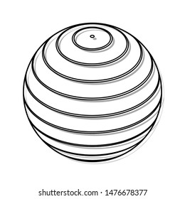 Globus linear sign. Black line icon with gray shifted flat filled icon on white background. Illustration.