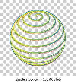 Globus linear sign. Blue to green gradient Icon with Four Roughen Contours on stylish transparent Background. Illustration.