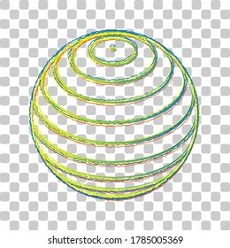 Globus linear sign. Blue to green gradient Icon with Four Roughen Contours on stylish transparent Background. Illustration.
