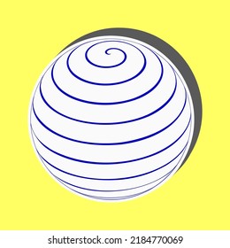 Globus linear sign. Blue Icon with white stroke in 3d at yellow Background. Illustration.