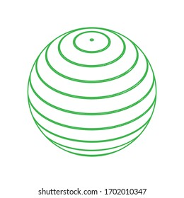 Globus linear sign. Green scribble Icon with solid contour on white background. Illustration.
