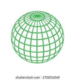 Globus linear sign. Green scribble Icon with solid contour on white background. Illustration.