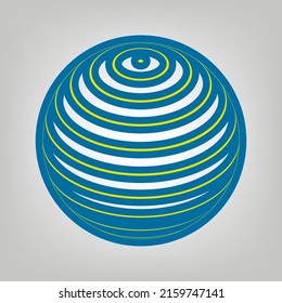 Globus linear sign. Icon in colors of Ukraine flag (yellow, blue) at gray Background. Illustration.