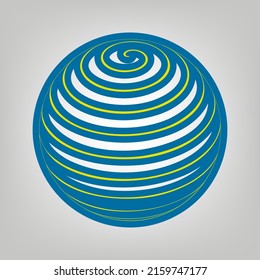 Globus linear sign. Icon in colors of Ukraine flag (yellow, blue) at gray Background. Illustration.