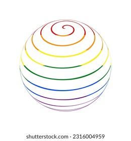 Globus linear sign. Rainbow gay LGBT rights colored Icon at white Background. Illustration.