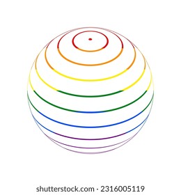 Globus linear sign. Rainbow gay LGBT rights colored Icon at white Background. Illustration.
