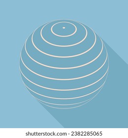 Globus linear sign. Unbleached silk Icon with very long shadow at dark sky blue background. Illustration.