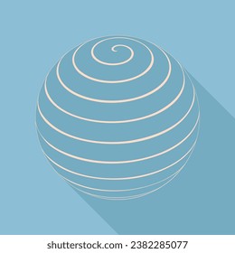 Globus linear sign. Unbleached silk Icon with very long shadow at dark sky blue background. Illustration.