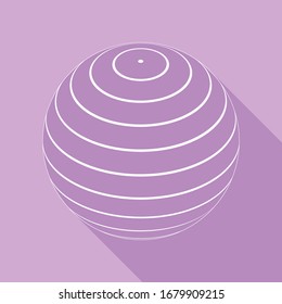 Globus linear sign. White Icon with long shadow at purple background. Illustration.