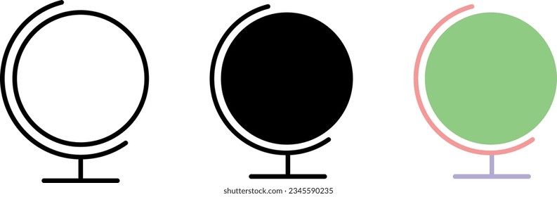 Globus map icons collection, Earth globe symbol, travel to world, plated for web, logo. Vector ilustration