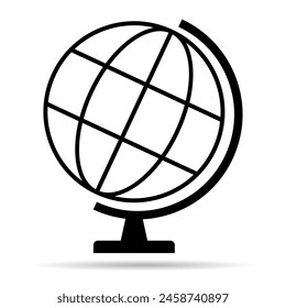 Globus map shadow icon, Earth sign globe symbol, website design concept vector illustration .