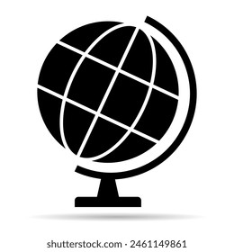 Globus map shadow icon, Earth sign globe symbol, website design concept vector illustration .