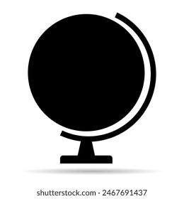 Globus map shadow icon, Earth sign globe symbol, website design concept vector illustration .
