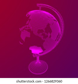 Globus school concept. Wireframe low poly mesh vector illustration