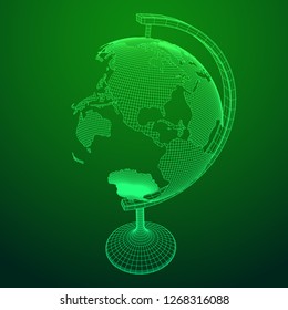 Globus school concept. Wireframe low poly mesh vector illustration