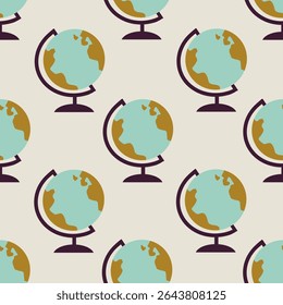 Globus seamless pattern background for packaging and decoration. Travel education knowledge concept.