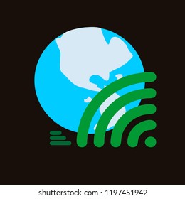 globus and signal vector icon