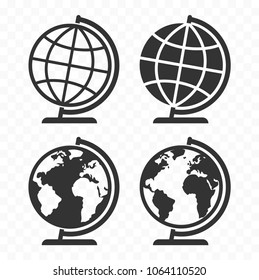 Globus web icon set. Planet Earth globe symbols for websites.