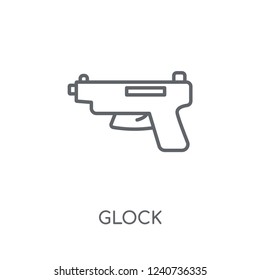 glock linear icon. Modern outline glock logo concept on white background from army and war collection. Suitable for use on web apps, mobile apps and print media.
