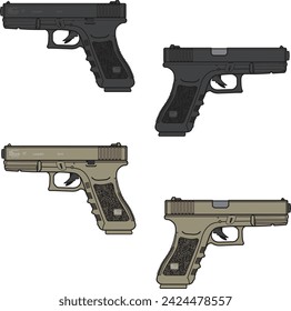 Glock17 (Sidearm) Color Bk,TAN - illustrator