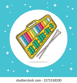 glockenspiel colorful vector illustration for sticker, wallpaper, pettern, motion aset, music illustration, merchandise apparel and clothing