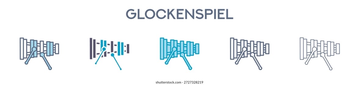 Elemento Glockenspiel Para Gráfico De Design - Estilos Múltiplos. Ilustração Vetorial De Duas Cores E Preto. Vários Designs De Ícones Podem Ser Usados Para Celular, Interface Do Usuário, Web