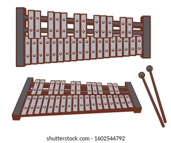 Glockenspiel isolated on white. Vector illustration.	