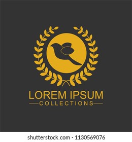 Gloden bird vector logo, Luxury concept