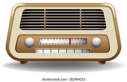 Gloden color frame radio on white background
