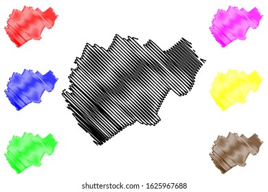 Glodeni District (Republic of Moldova, Administrative divisions of Moldova) map vector illustration, scribble sketch Glodeni map