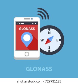 Glonass flat concept. Vector illustration. Element template for design.